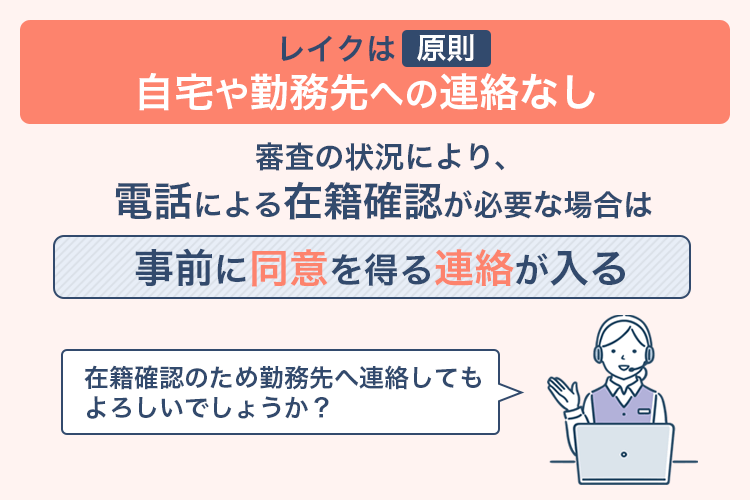 レイクの自宅や勤務先への連絡は原則なしの説明画像