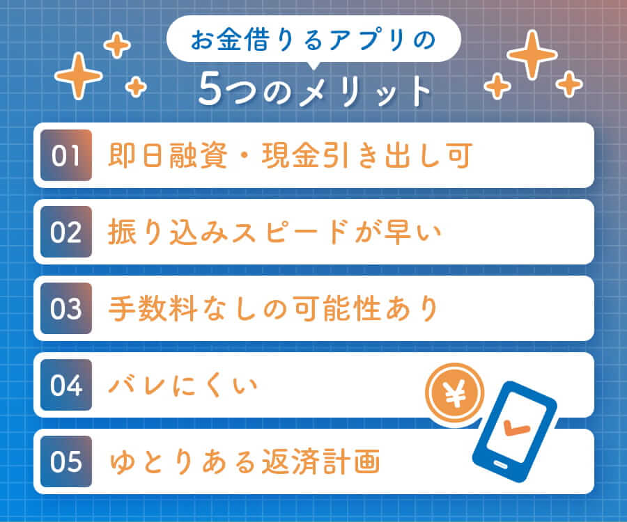 お金借りるアプリの5つのメリットの画像